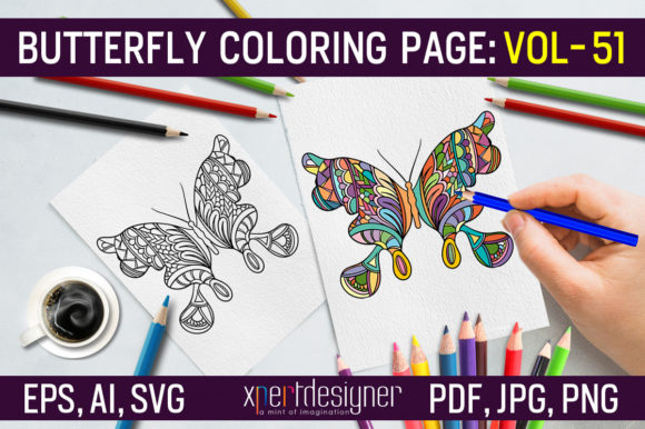 A Designer's Review: Butterfly Coloring Page 51 for Client Projects