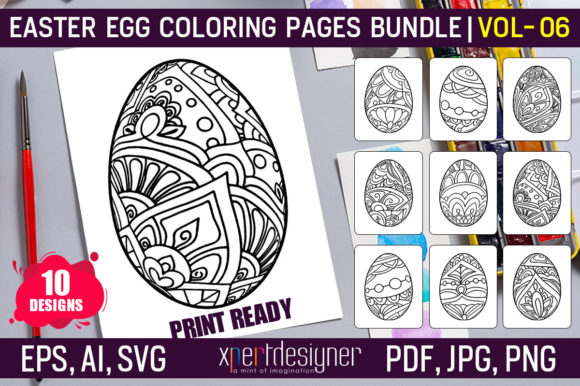 A Designer's Take on Easter Coloring Pages Vol. 06 for Embroidery