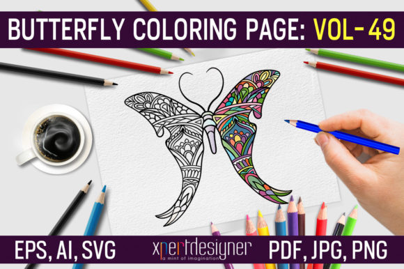 A Hand Drawn Butterfly Graphic for Coloring Pages and Branding