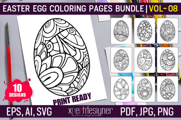 Easter Coloring Book Pages Vol - 08: A Graphics Asset for Seasonal Selling
