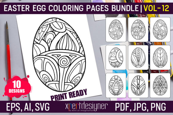 Easter Coloring Pages Vol. 12: A Graphic Design Asset for Editorial Projects