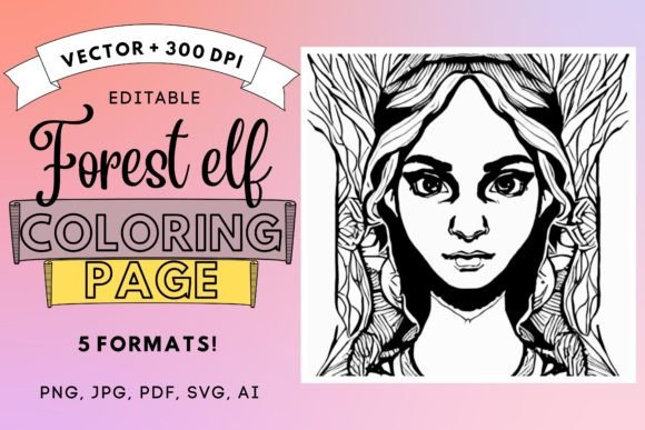 Forest Elf Adult Coloring Page: Graphics & Coloring Pages Amp