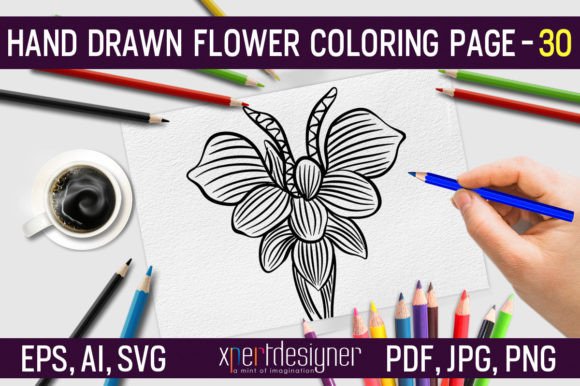 Hand Drawn Flower Coloring Page 30: Graphics & Coloring Pages Amp