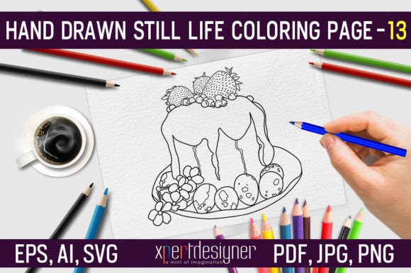 Hand Drawn Still Life Coloring Page 13: Graphics & Pages Amp
