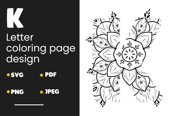 K Letter Coloring Page Design: Graphics & Coloring Pages Amp