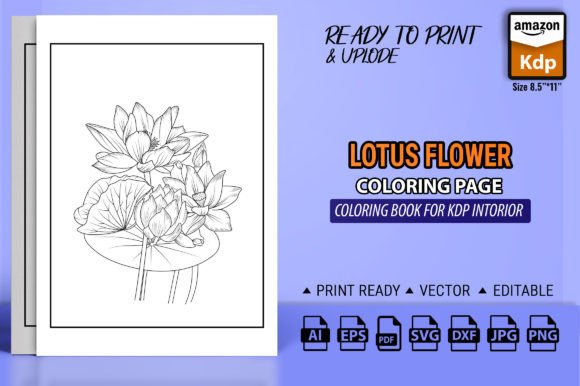 Lotus Flower Adult Coloring Page Book Graphics Review