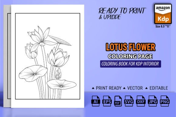 Lotus Flowers Coloring Book Graphics for Coloring Pages Amp