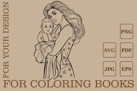 Mother and Child Graphics for Coloring Pages Amp Branding