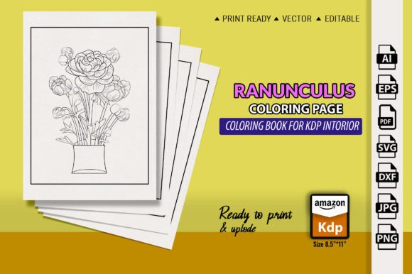 Ranunculus Coloring Page Graphics & Coloring Pages Amp