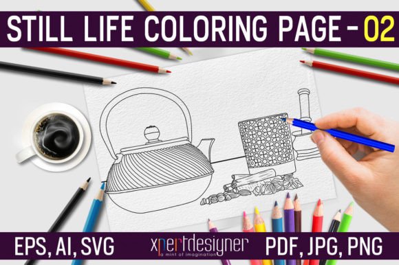 Still Life Tea Pot Coloring Graphics & Pages Amp Review