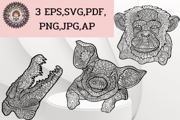 SVG Zentangle Animals Graphics & Coloring Pages Amp