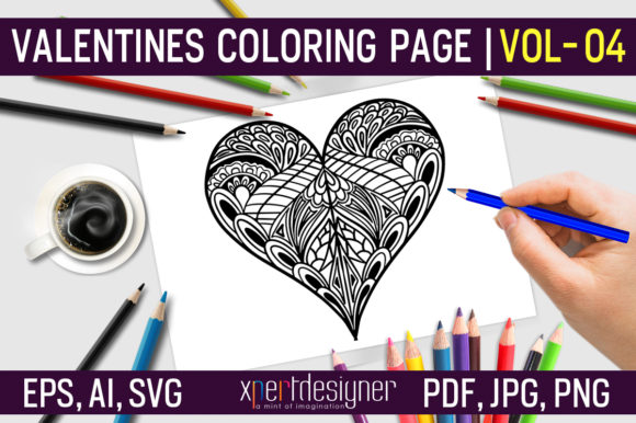 Valentines Coloring Page Vol 04: Graphics Coloring Pages Amp