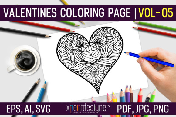 Valentines Coloring Page Vol 05: Graphics & Amp Review