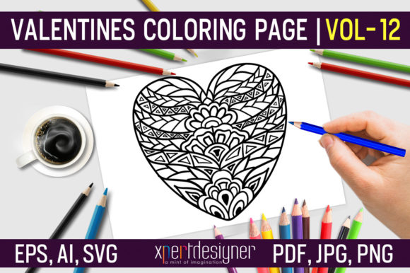Valentines Coloring Page Vol - 12 Graphics & Coloring Pages Amp Review